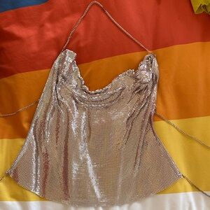Express Rhinestone Mesh Top Size XS